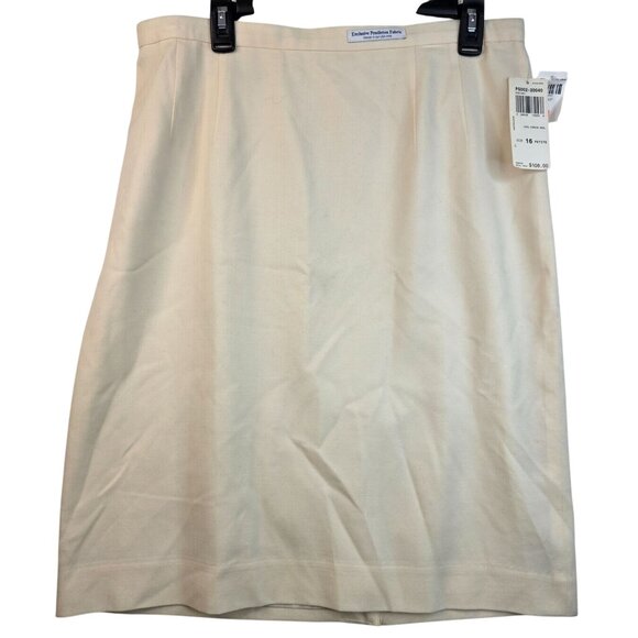 Pendleton Wool Skirt Petite 16 Cream Textured Details Vintage USA Deadstock - Picture 1 of 8